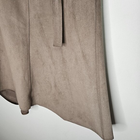 Aritzia Babaton Cecily Faux Suede  A-Line Midi Skirt Sz 4 Taupe Self-tie belt - Picture 4 of 13